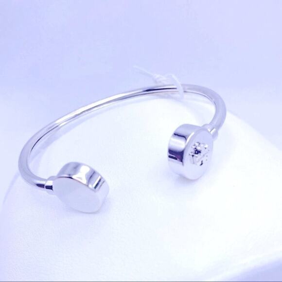 Tory Burch Silver Round Logo Cuff Bracelet - Picture 9 of 12
